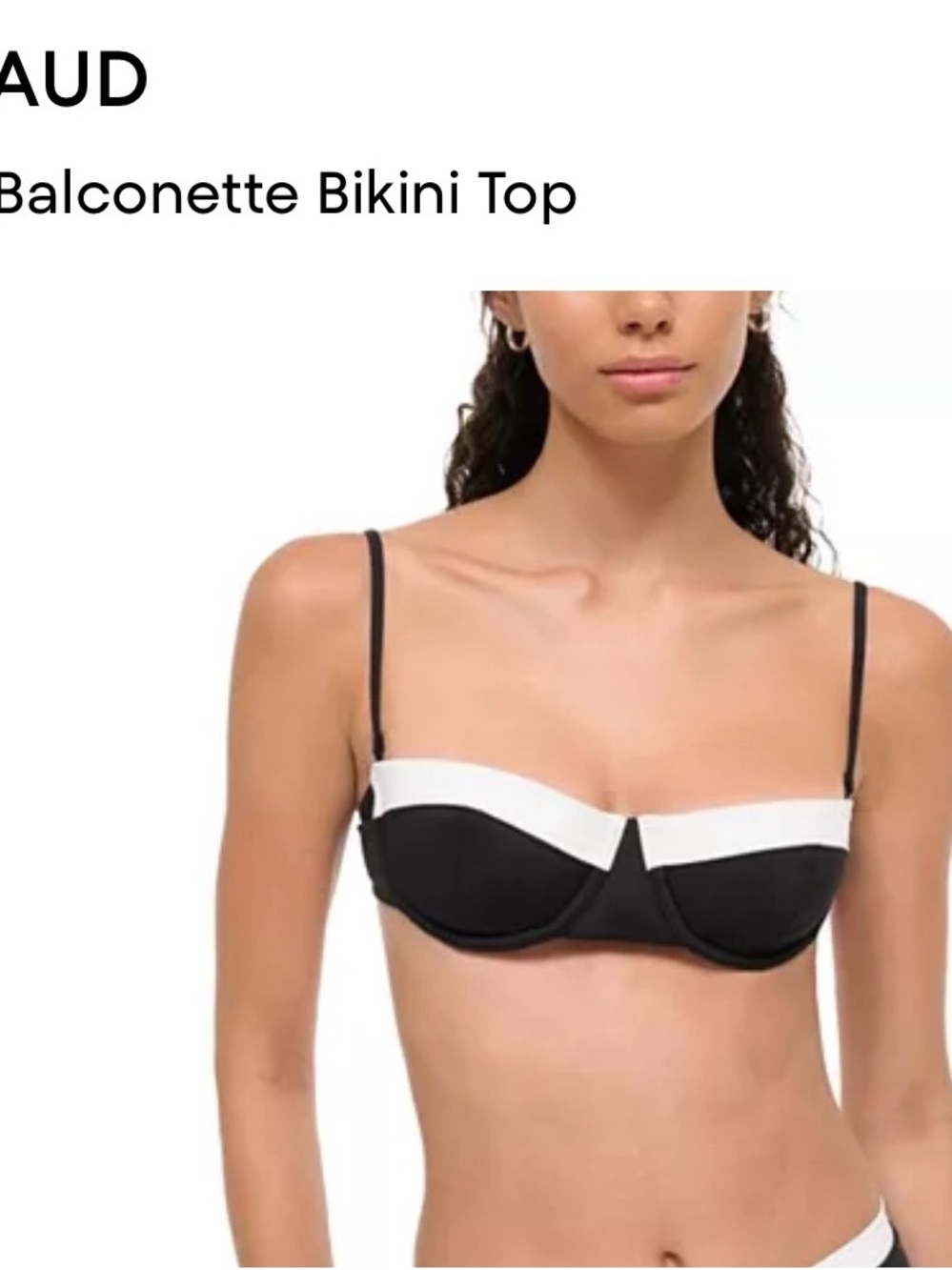 STAUD Black and White Balconette Bikini Top
